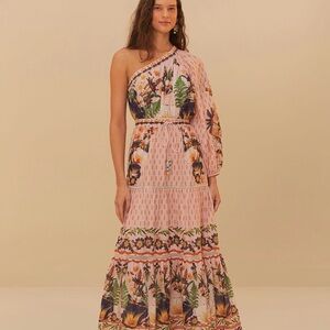 FARM Rio Pink Dream Garden One-Shoulder Maxi Dress